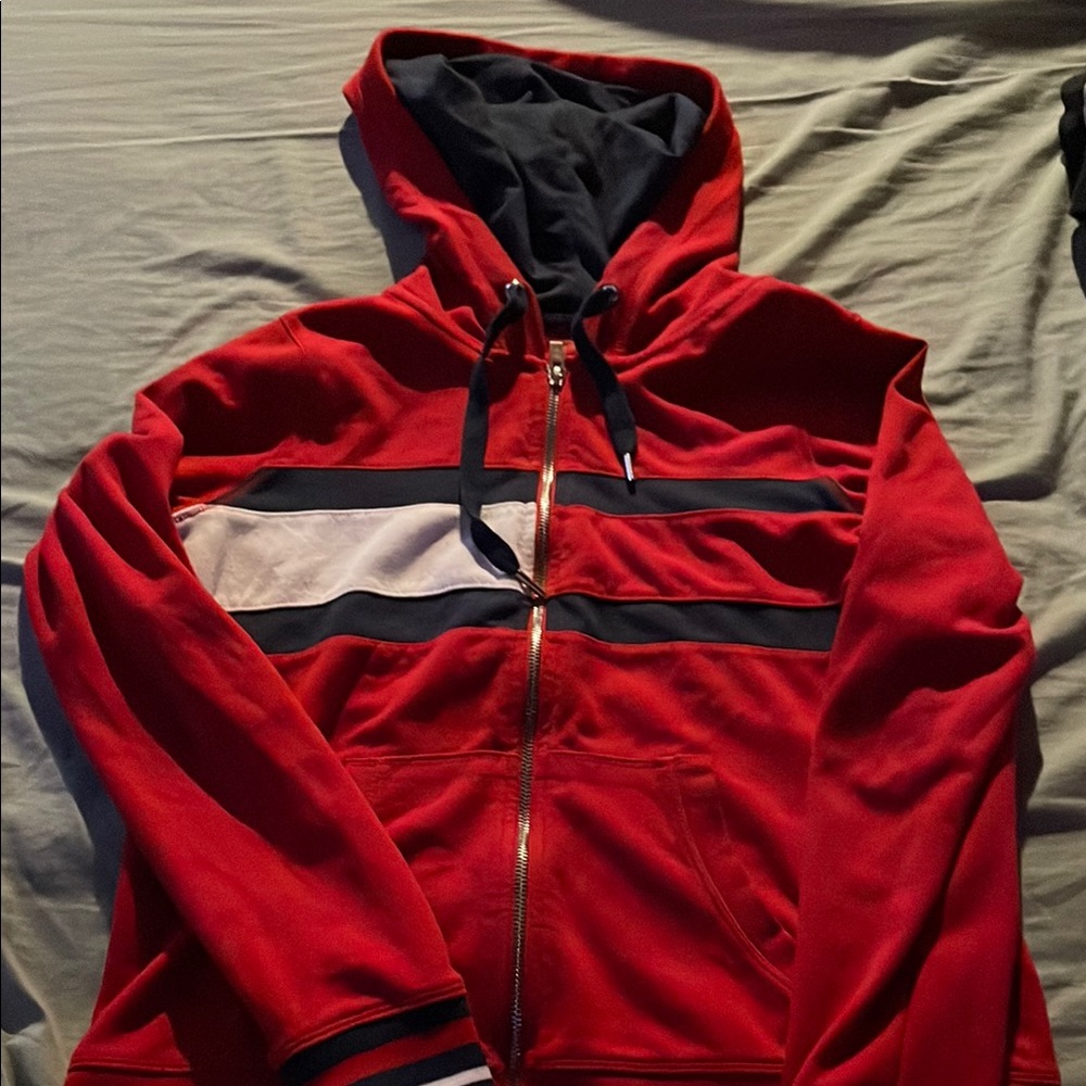 Red and Black Hooded Jacket